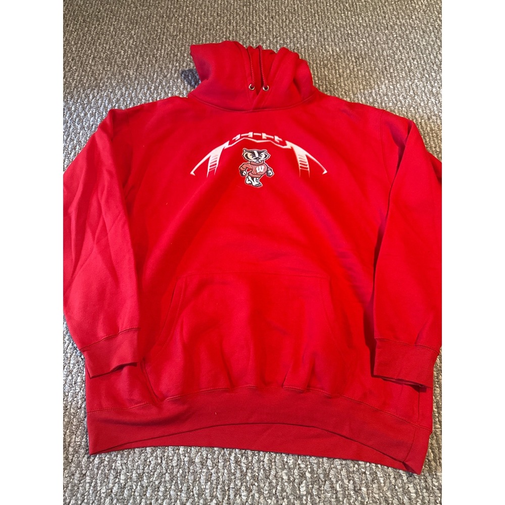 Fanatics Wisconsin Badgers Bucky Hoodie Red Mens 2XL Bekkenhuis 54 Pullover